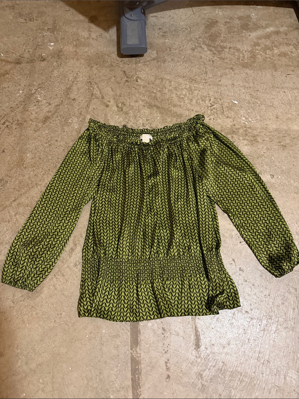 Michael Kors Green Patterned Off-Shoulder Tunic